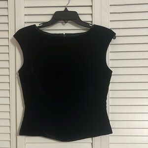 Ann Taylor Black Velvet Cap Sleeveless Top Size 2 Excellent Condition